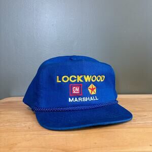 Vintage Lockwood Marshall GM Chrysler Dealership Blue Snapback Hat
